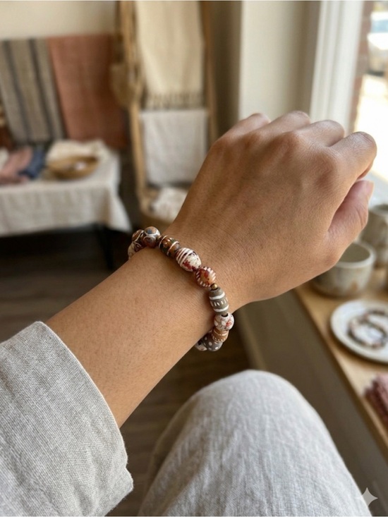 Hand Crafted Jewelry - Colorful Hand Crafted Stone Beaded Bracelet